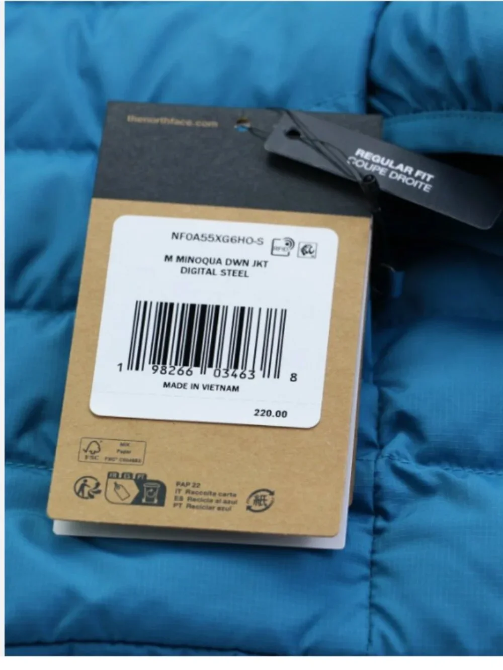 The North Face Men’s Minoqua Down Jacket 600-fill DWR Digital Blue Color XXL